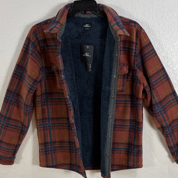 ONEILL ,Size L ,Chaps Men's Plaid Shirt Jacket - Rust and Navy - Picture 9 of 17